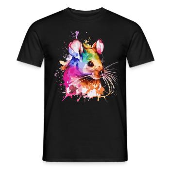 Watercolor Mouse Cute Colorful Pet Mouse Rodent Lo - Men's T-Shirt - black - Front - AI Model Male 178 light (178cm)