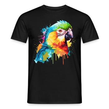 Watercolor Red Macaw Parrot Colorful Bird Lovers - Männer T-Shirt - Schwarz - Vorne - AI Model Male 178 light (178cm)