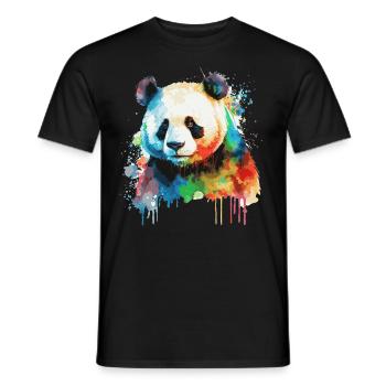 Colorful Watercolor Panda Bear Cute Bear Lover - Men's T-Shirt - black - Front - AI Model Male 178 light (178cm)