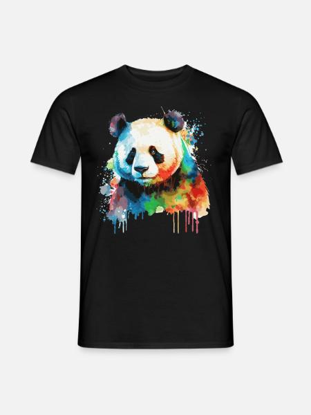 Colorful Watercolor Panda Bear Cute Bear Lover - Männer T-Shirt - Schwarz