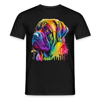 Watercolor English Mastiff Colorful Pet Mastiffs D - Männer T-Shirt - Schwarz - Vorne - AI Model Male 178 light (178cm)