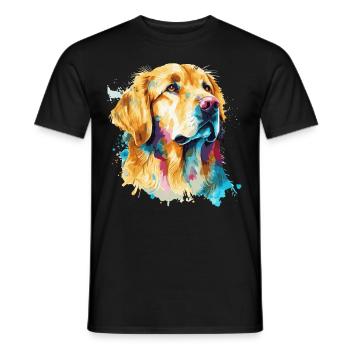 Watercolor Golden Retriever Cute Colorful Pet Dog - Männer T-Shirt - Schwarz - Vorne - AI Model Male 178 light (178cm)