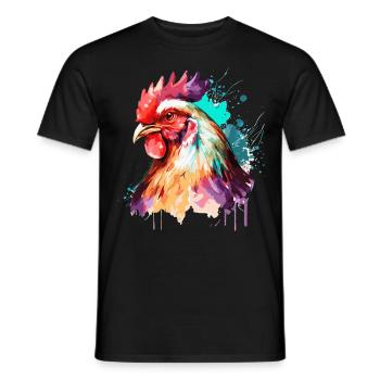Aquarelle Poulet Mignon Coloré Poulet Fermier - T-shirt homme - noir - Devant - AI Model Male 178 light (178cm)