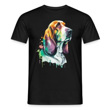 Watercolor Basset Hound Cute Colorful Pet Dog - Männer T-Shirt - Schwarz - Vorne - AI Model Male 178 light (178cm)