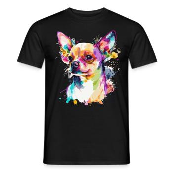 Watercolor Chihuahua Cute Colorful Pet Dog - Men's T-Shirt - black - Front - AI Model Male 178 light (178cm)