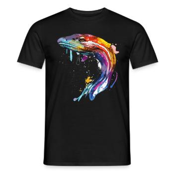 Aquarelle Anguille colorée Pêche en eau douce Plein air - T-shirt homme - noir - Devant - AI Model Male 178 light (178cm)