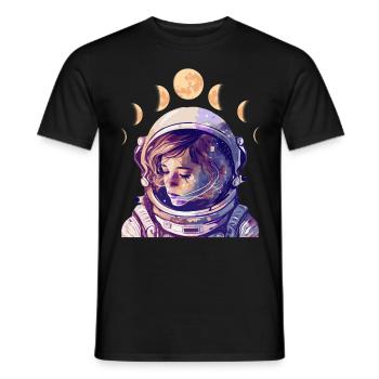 Phase Lune Astronaute Fille Astronomie Astrologie - T-shirt homme - noir - Devant - AI Model Male 178 light (178cm)