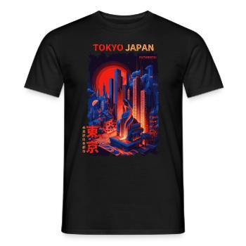 Tokyo Japan Futuristic Cyber City Urban Vaporwave - Männer T-Shirt - Schwarz - Vorne - AI Model Male 178 light (178cm)