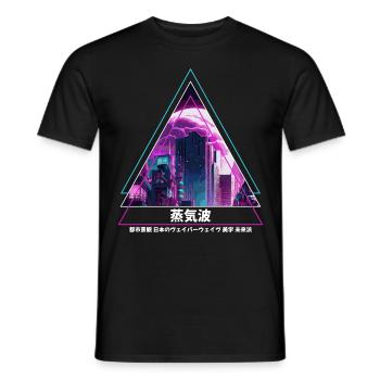Japonais Vaporwave City Esthétique Futurisme Citysca - T-shirt homme - noir - Devant - AI Model Male 178 light (178cm)
