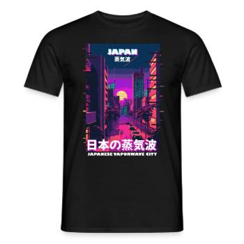 Tokyo City Pop Japan Vaporwave Cyber Glitch Art Ci - Men's T-Shirt - black - Front - AI Model Male 178 light (178cm)