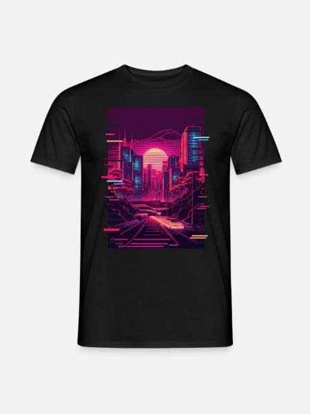 Japanese Vaporwave City Tokyo Urban Futurism Aesth - Männer T-Shirt - Schwarz