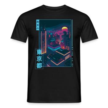 Rétro Futurisme Japonais Vaporwave City Tokyo Aesth - T-shirt homme - noir - Devant - AI Model Male 178 light (178cm)
