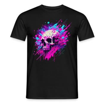 Vaporwave Skull Urban Aesthetic Pastel Goth Street - Männer T-Shirt - Schwarz - Vorne - AI Model Male 178 light (178cm)