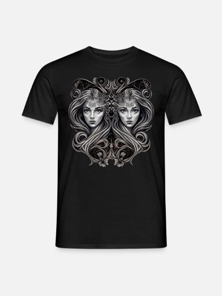 Symbole artistique du zodiaque Gémeaux Astrologie - T-shirt homme - noir