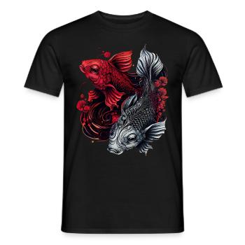 Pisces Koi Fish Zodiac Astrology Sign Japanese Aes - Männer T-Shirt - Schwarz - Vorne - AI Model Male 178 light (178cm)