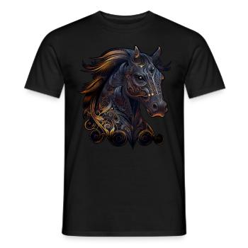 Portrait de cheval tribal abstrait zodiaque chinois astr - T-shirt homme - noir - Devant - AI Model Male 178 light (178cm)
