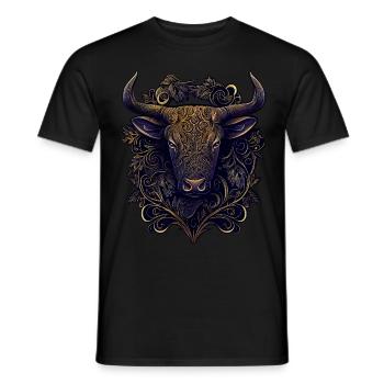 Année du Buffle Taureau Abstrait Chinois Zodiaque Spir - T-shirt homme - noir - Devant - AI Model Male 178 light (178cm)