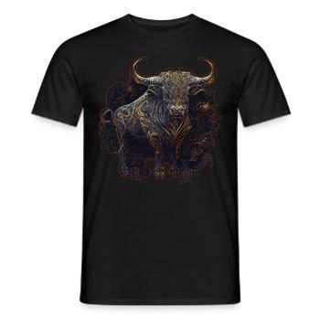 Chinese Zodiac Sign Mandala Ox Animal Astrology - Men's T-Shirt - black - Front - AI Model Male 178 light (178cm)