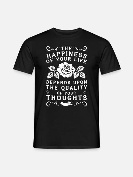 Marcus Aurelius Stoic Philosophy Happiness Quote W - Men's T-Shirt - black