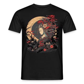 Ancienne divinité japonaise Amaterasu Shinto Sun Goddes - T-shirt homme - noir - Devant - AI Model Male 178 light (178cm)