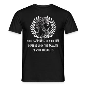 Marcus Aurelius Stoic Philosopher Stoicism Happine - Men's T-Shirt - black - Front - AI Model Male 178 light (178cm)