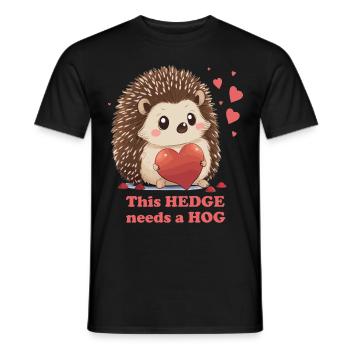 Hedge Needs Hog Cute Hedgehog Valentines Day Cotta - Männer T-Shirt - Schwarz - Vorne - AI Model Male 178 light (178cm)