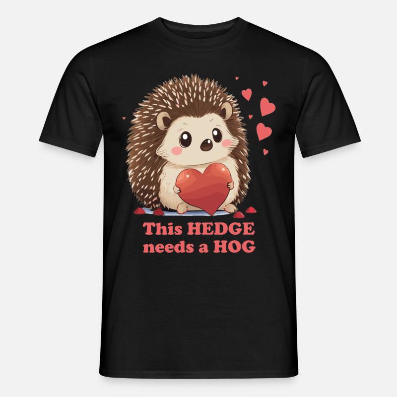 Hedge Needs Hog Cute Hedgehog Valentines Day Cotta - Männer T-Shirt - Schwarz