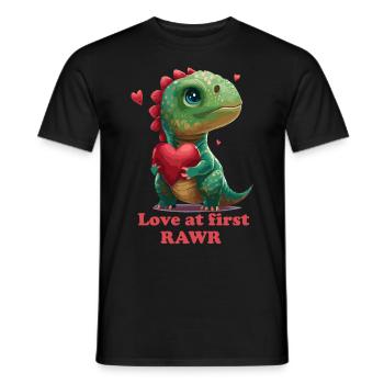 Love at First Rawr Valentines Day Cute Dino Heart - Men's T-Shirt - black - Front - AI Model Male 178 light (178cm)