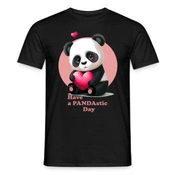 Have a Pandastic Day Cute Valentines Day Panda Hea - Men's T-Shirt - black - Front - AI Model Male 178 light (178cm)