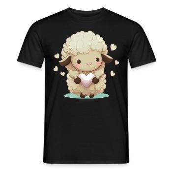 Kawaii Sheep Valentines Day Heart Designs Cute She - T-shirt homme - noir - Devant - AI Model Male 178 light (178cm)