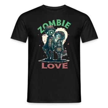 Zombie Love Cute Horror Undead Couple Valentine's - Männer T-Shirt - Schwarz - Vorne - AI Model Male 178 light (178cm)