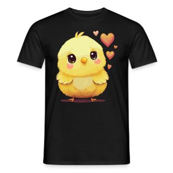 Cute Chick Valentines Day Heart Farm Animal Chicke - Men's T-Shirt - black - Front - AI Model Male 178 light (178cm)