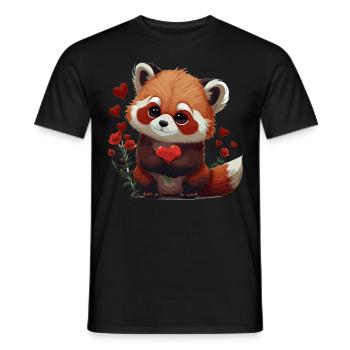 Mignon panda rouge Saint-Valentin Roses amoureux des animaux - T-shirt homme - noir - Devant - AI Model Male 178 light (178cm)