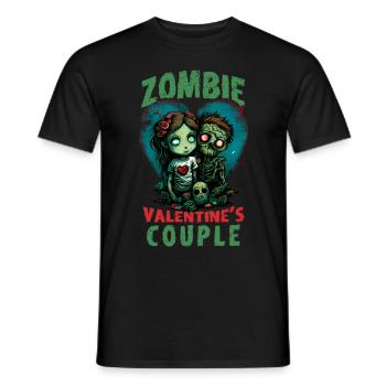 Zombie Valentines Couple Cute Anime Chibi Zombies - Men's T-Shirt - black - Front - AI Model Male 178 light (178cm)