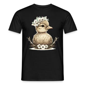 Baby Duck Flower Crown Duckling Floral Farm Animal - Men's T-Shirt - black - Front - AI Model Male 178 light (178cm)