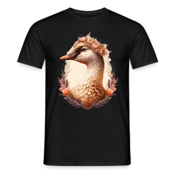 Flower Crown Goose Floral Farm Animal Pet - Men's T-Shirt - black - Front - AI Model Male 178 light (178cm)