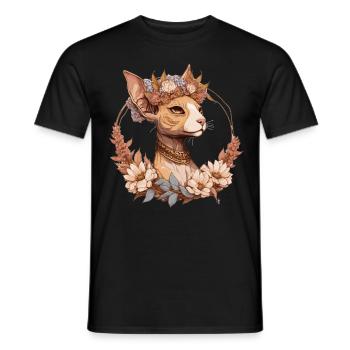 Fleur de chat mignon Sphynx Crown Pet Kitten Floral - T-shirt homme - noir - Devant - AI Model Male 178 light (178cm)