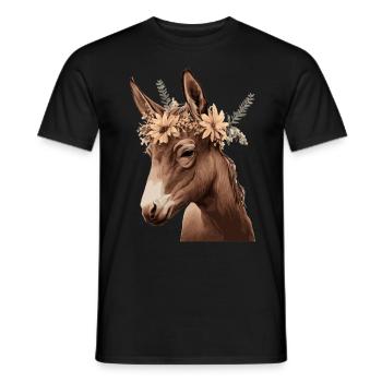 Flower Crown Mule Floral Farm Animal Pet - Männer T-Shirt - Schwarz - Vorne - AI Model Male 178 light (178cm)