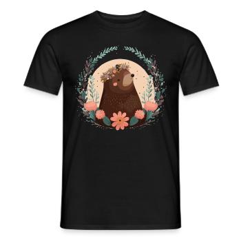 Flower Crown Mole Floral Farm Animal Pet - T-shirt homme - noir - Devant - AI Model Male 178 light (178cm)