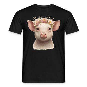 Cute Piglet Flower Crown Baby Pig Floral Farm Anim - Männer T-Shirt - Schwarz - Vorne - AI Model Male 178 light (178cm)