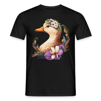 Flower Crown Duck Floral Farm Animal Pet - Men's T-Shirt - black - Front - AI Model Male 178 light (178cm)