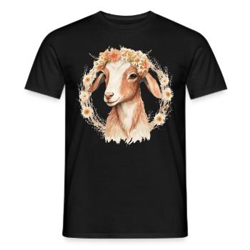 Baby Goat Flower Crown Floral Farm Animal Pet - Männer T-Shirt - Schwarz - Vorne - AI Model Male 178 light (178cm)