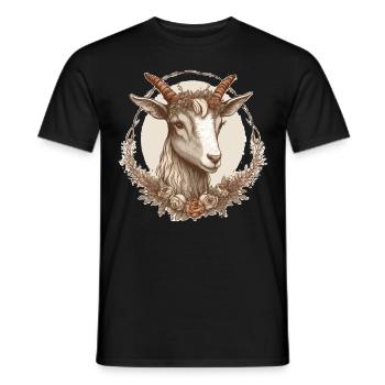 Flower Crown Goat Floral Farm Animal Pet - Männer T-Shirt - Schwarz - Vorne - AI Model Male 178 light (178cm)