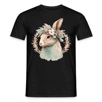 Flower Crown Bunny Rabbit Floral Farm Animal Pet - Men's T-Shirt - black - Front - AI Model Male 178 light (178cm)