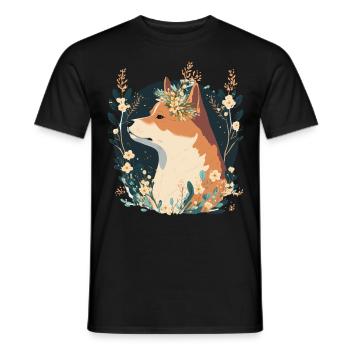 Cute Shiba Inu Flower Crown Pet Dog Breed Puppy Wa - Men's T-Shirt - black - Front - AI Model Male 178 light (178cm)