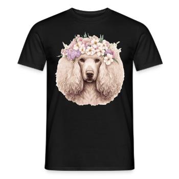 Cute Poodle Flower Crown Pet Dog Breed Floral Pupp - Men's T-Shirt - black - Front - AI Model Male 178 light (178cm)
