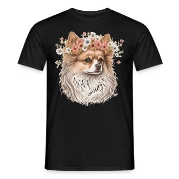 Cute Pomeranian Pom Flower Crown Pet Dog Breed Flo - Männer T-Shirt - Schwarz - Vorne - AI Model Male 178 light (178cm)