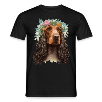 English Cocker Spaniel Flower Crown Dog Breed Flor - Men's T-Shirt - black - Front - AI Model Male 178 light (178cm)