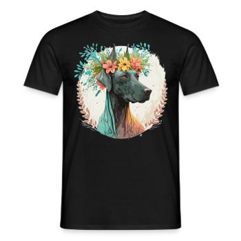 Cute Great Dane Flower Crown Pet Dog Breed Floral - Männer T-Shirt - Schwarz - Vorne - AI Model Male 178 light (178cm)