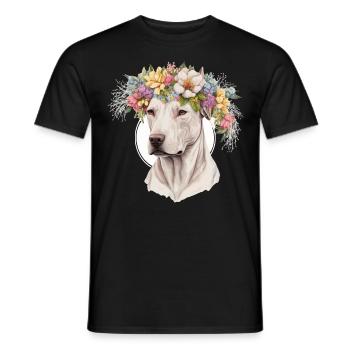 Cute Dogo Argentino Flower Crown Pet Dog Breed Flo - Männer T-Shirt - Schwarz - Vorne - AI Model Male 178 light (178cm)